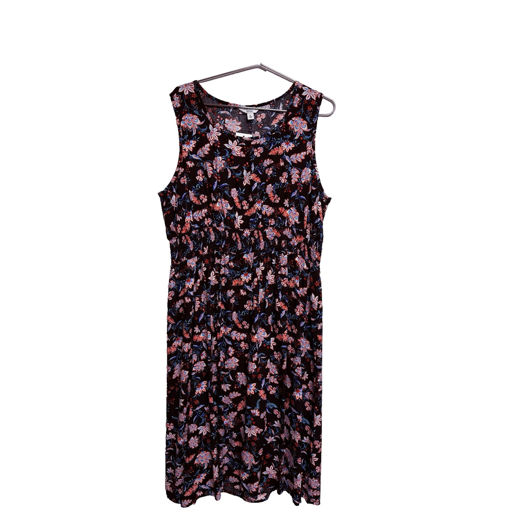 Croft & Barrow Smocked Waist Multi Color Midi Women's Dress - Size XL NWT